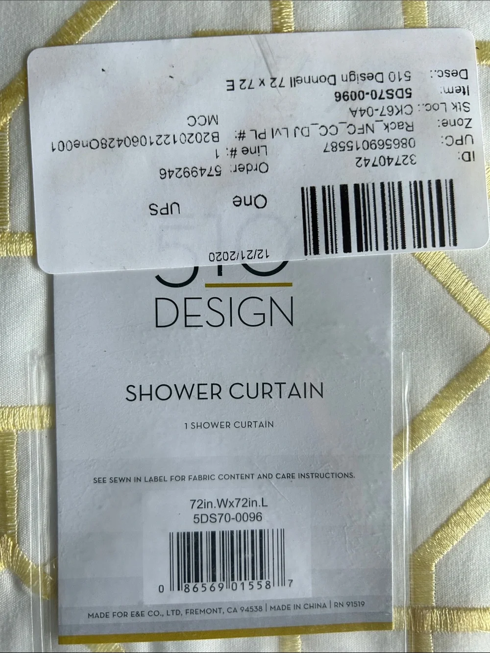 Yellow and Gray Donnell Geometric Stripe Shower Curtain
